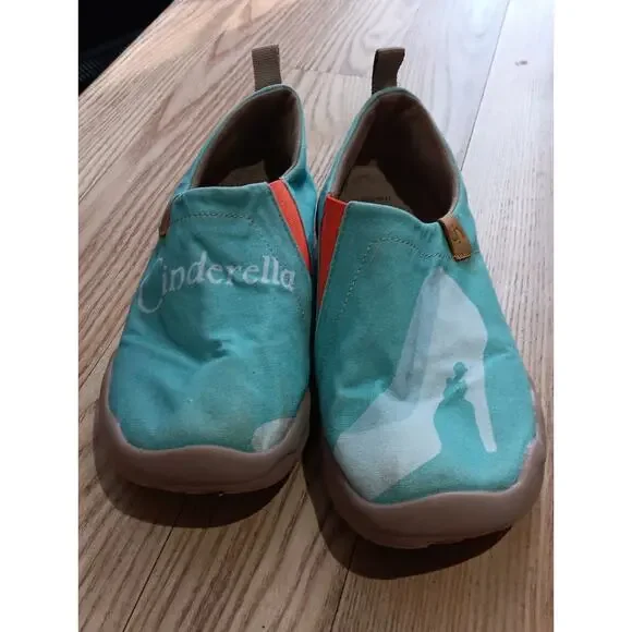 RARE Cinderella Women's Casual Slip-On Shoes - Teal and Orange - Picture 1 of 12